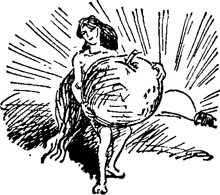 Drawing of woman with apple