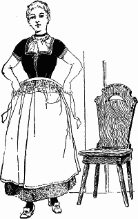 She was tying on her white apron She was tying on her white apron