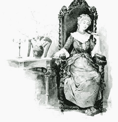 In one of those tall-backed Dutch chairs In one of those tall-backed Dutch chairs