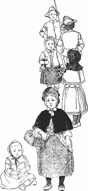 He marshalled the six children in front of him He marshalled the six children in front of him