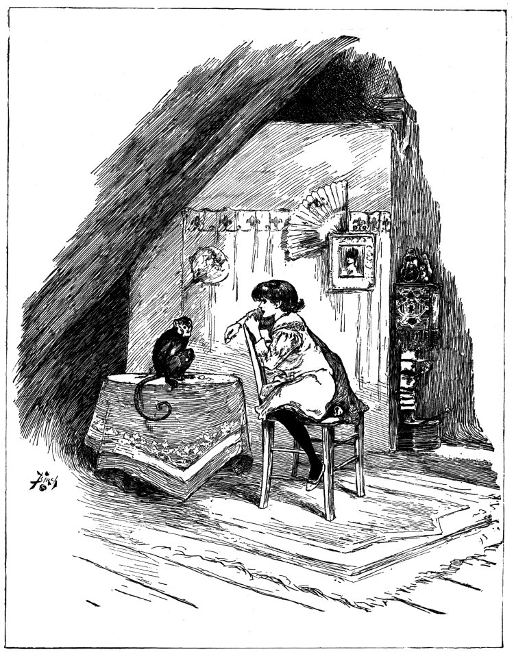 "THE MONKEY SEEMED MUCH INTERESTED IN HER REMARKS." "THE MONKEY SEEMED MUCH INTERESTED IN HER REMARKS."