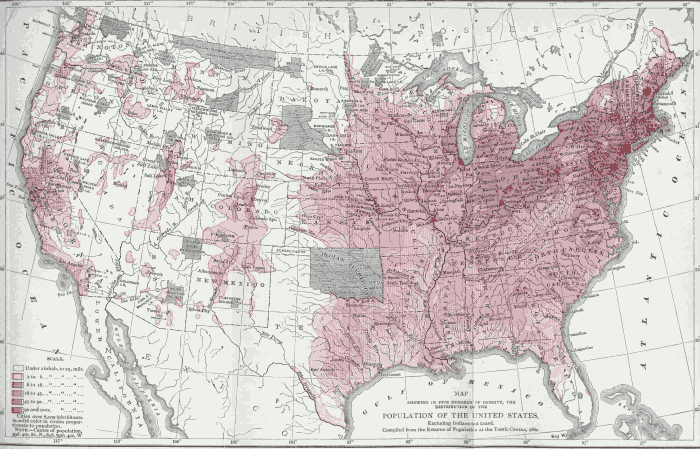 Chart II Illustration: Population Map of United States, 1880