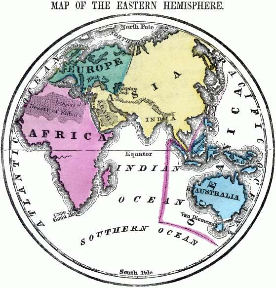 MAP OF THE EASTERN HEMISPHERE. Project map of the Eastern Hemisphere.