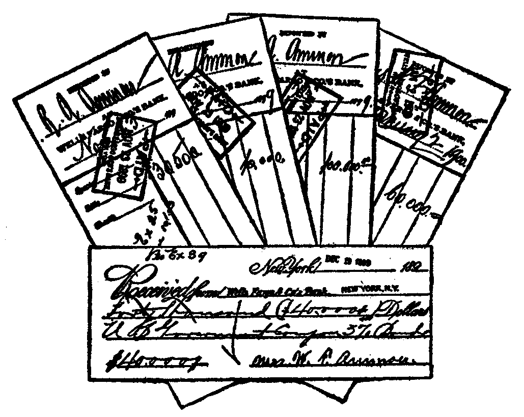 Ammon's deposit slips and a receipt signed by Mrs. Ammon.