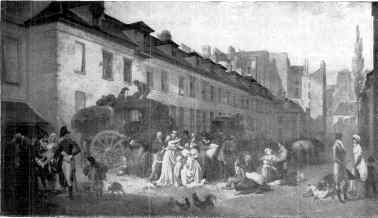 THE ARRIVAL OF A DILIGENCE. FROM A PAINTING BY LOUIS-LÉOPOLD.