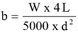 Equation: B = w x 4L / 5000 x d^2 Equation: B = w x 4L / 5000 x d^2