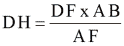 Equation: DH = DF x AB / AF Equation: DH = DF x AB / AF