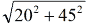 Formula = {sqrt)(15^2 + 60^2) Formula = {sqrt)(15^2 + 60^2)