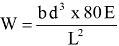 Equation: W=bd^3 x 80E/L^2 Equation: W=bd^3 x 80E/L^2
