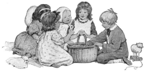 Margery with her basket of letters Margery with her basket of letters