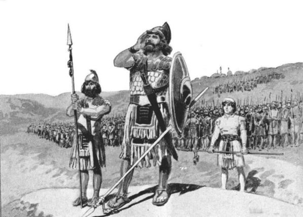 The giant from the opposite hillside shouted with a loud voice The giant from the opposite hillside shouted with a loud voice