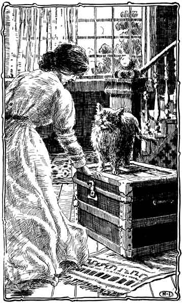 The lady followed her; and she led the way to the trunk The lady followed her; and she led the way to the trunk.