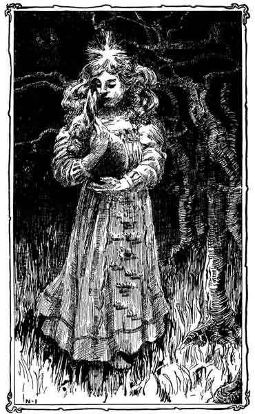 The child took the tiny creature in her arms and held it close. The child took the tiny creature in her arms and held it close.