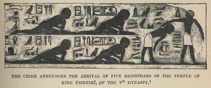 067.jpg The Crier Announces the Arrival of Five Registrars Of The Temple of King ÛsirnirÎ, Of the Vth Dynasty
