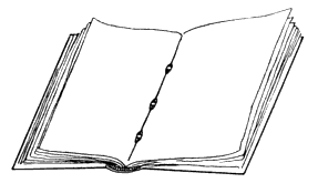 Fig. 12.<br />Typical appearance of the sewing of a book with 'sawn in' bands, as seen from the inside of each section. The bands just visible. Fig 12.<br />Typical appearance of the sewing of a book with 'sawn in' bands, as seen from the inside of each section. The bands just visible.