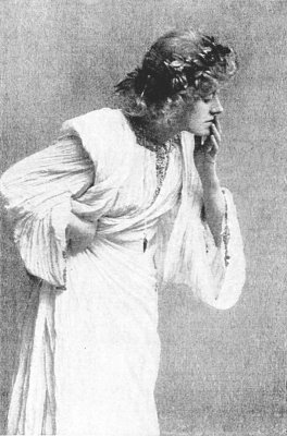 Copyrighted by Window & Grove ELLEN TERRY AS ELLALINE IN "THE AMBER HEART" FROM THE COLLECTION OF MISS FRANCES JOHNSTON