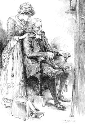 ELLEN TERRY AS OLIVIA AND HENRY IRVING AS THE VICAR IN WILLS' PLAY "OLIVIA" FROM A DRAWING BY ERIC PAPE