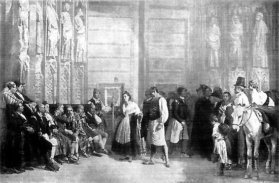 THE WATER TRIBUNAL IN VALENCIA. SHOWING VALENCIAN COSTUMES THE WATER TRIBUNAL IN VALENCIA. SHOWING VALENCIAN COSTUMES