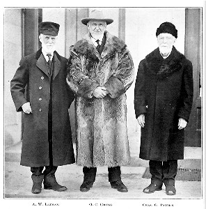 A. W. Latham   O. C. Gregg   Chas. G. Patten  From photograph taken in front of Administration Building, at University Farm, on the morning of January 8, just before presentation of certificates referred to on opposite page.