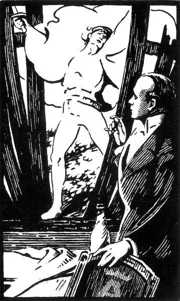 IN THE DARK ENTRANCE THERE APPEARED A FLAMING FIGURE. IN THE DARK ENTRANCE THERE APPEARED A FLAMING FIGURE.