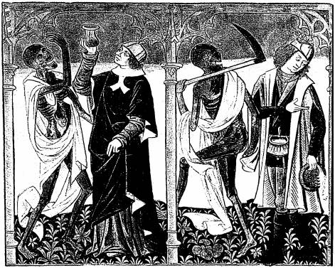 Illustration: De gauche à droite: 1. Le mort, le médecin; 2. Le mort, l'amoureux.