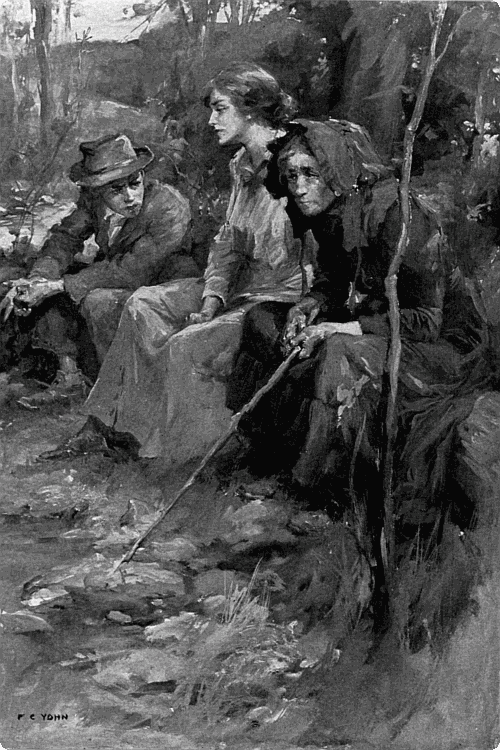 “Mammy,” he said abruptly, “I'll stop drinkin' if you will.” Chris, Hilda, and his mother sitting on a log talking.