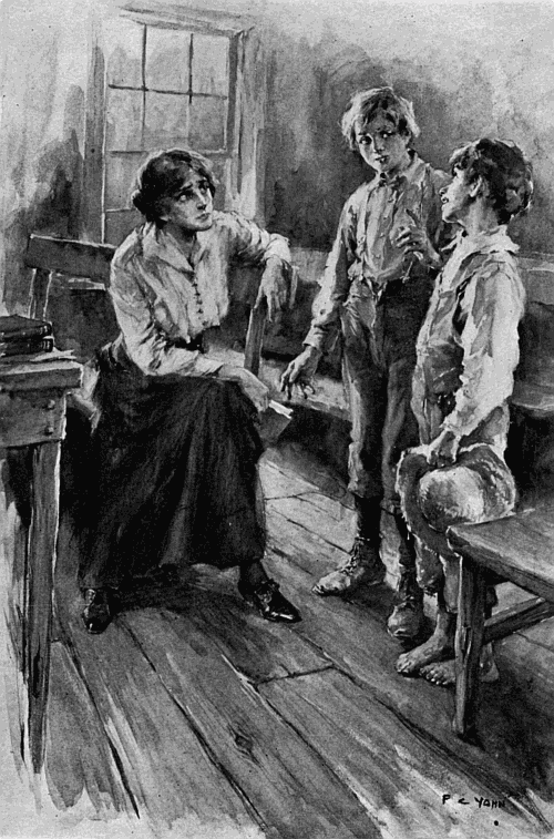 “Miss Hildy, Jeems Henery is the bigges' liar on Viper.” Hilda, James, and Willie in the classroom.