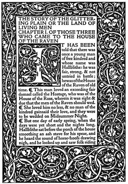 The first page of The Story of the Glittering Plain. The first page of The Story of the Glittering Plain.