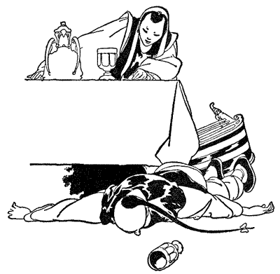 No sooner had he tasted it than he fell down in a deep sleep as if dead. No sooner had he tasted it than he fell down in a deep sleep as if dead.