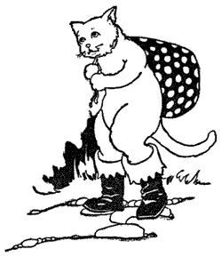 The Cat drew on the boots and slung the bag around his neck. The Cat drew on the boots and slung the bag around his neck.