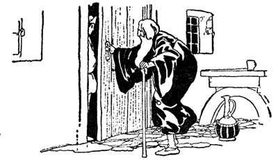 The door was opened by an old man with a beard as white as snow. The door was opened by an old man with a beard as white as snow.