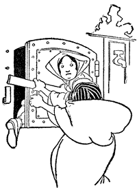 The ogre's wife hid Jack in the oven. The ogre's wife hid Jack in the oven.