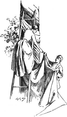 She wound the great, tall, white columns with these strips She wound the great, tall, white columns with these strips