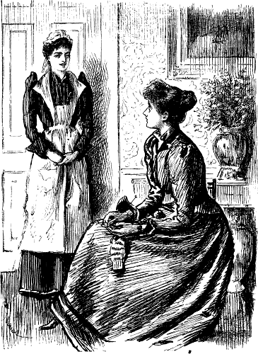 Click for larger image. Maid and Mistress discussing work.