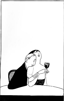 He kisses her on the bare shoulder. He kisses her on the bare shoulder.