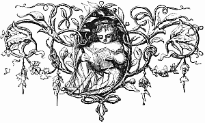 Decoration: Cherub reading Decoration: Cherub reading