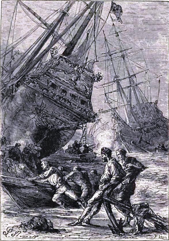 The Admiral is obliged to run the caravels aground