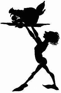 Shut up in a ruined tower Serving the feast