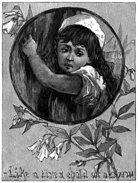 Like a tired child at a show A vignette of a tired-looking brunette child.