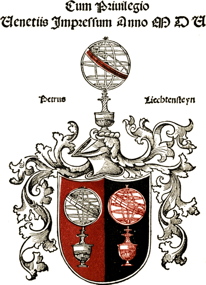 Cum Priuilegio / Venetiis Impressum Anno M D V / Petrus Liechtensteyn Cum Priuilegio / Venetiis Impressum Anno M D V / Petrus Liechtensteyn