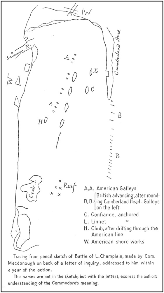 Tracing from pencil sketch of Battle of L. Champlain
