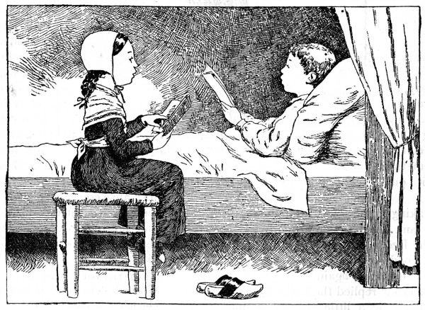 Peter was sitting up in bed Illustration: Peter was sitting up in bed