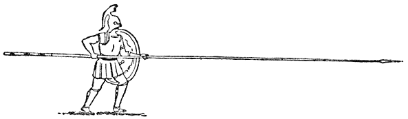 Een Macedonisch soldaat met zijn langen speer.