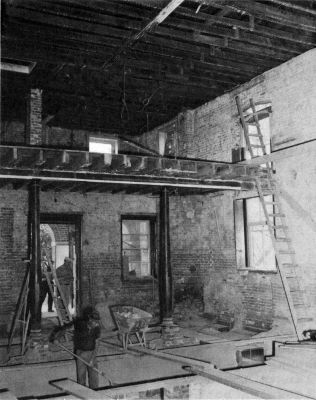 Interior of the gutted courthouse during restoration in 1966. Photo by Lee Hubbard. Interior of the gutted courthouse during restoration in 1966. Photo by Lee Hubbard.