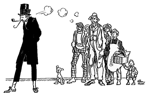 HE WAS FOLLOWED BY A LARGE AND GROWING GROUP INTENT ON WATCHING A DETECTIVE DETECT