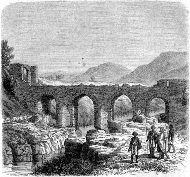 Brücke über die Kacha. Originalzeichnung von Eduard Zander. Brücke über die Kacha