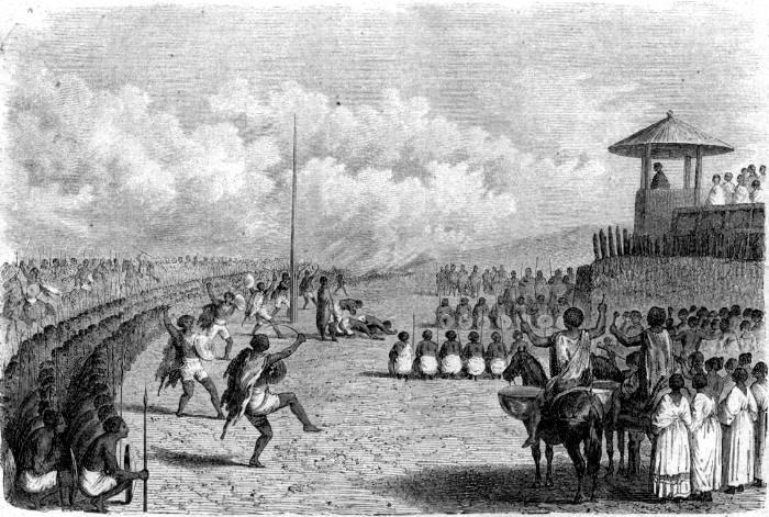 Truppenmusterung des Königs von Schoa. Nach M. Bernatz. Truppenmusterung des Königs von Schoa