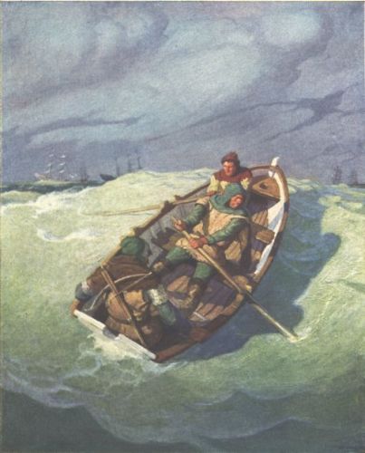 illustration facing page 174 The little cockle dipped into the swell and staggered under every gust of wind