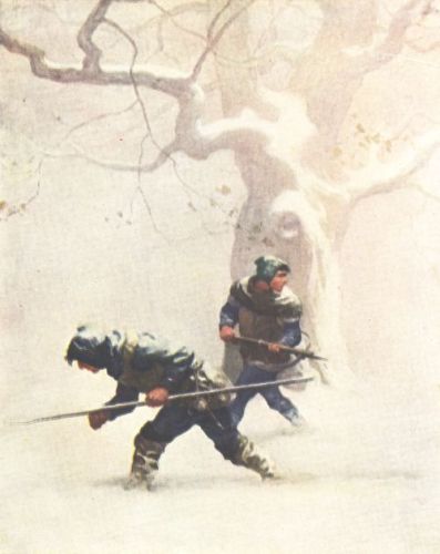 illustration facing page 198 And Lawless, keeping half a step in front of his companion and holding his head forward like a hunting-dog upon the scent, ... studied out their path