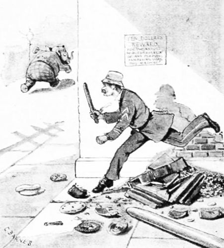 Which leads to his being suspected of an attempt to loot it.